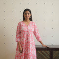 Pink - Sanganeri Block Printed Cotton Long Kurta