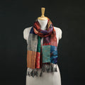 Pure Silk Reversible Patchwork Stole with Tassels 41