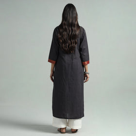 Dark Grey - Dharwad Cotton Straight Kurta