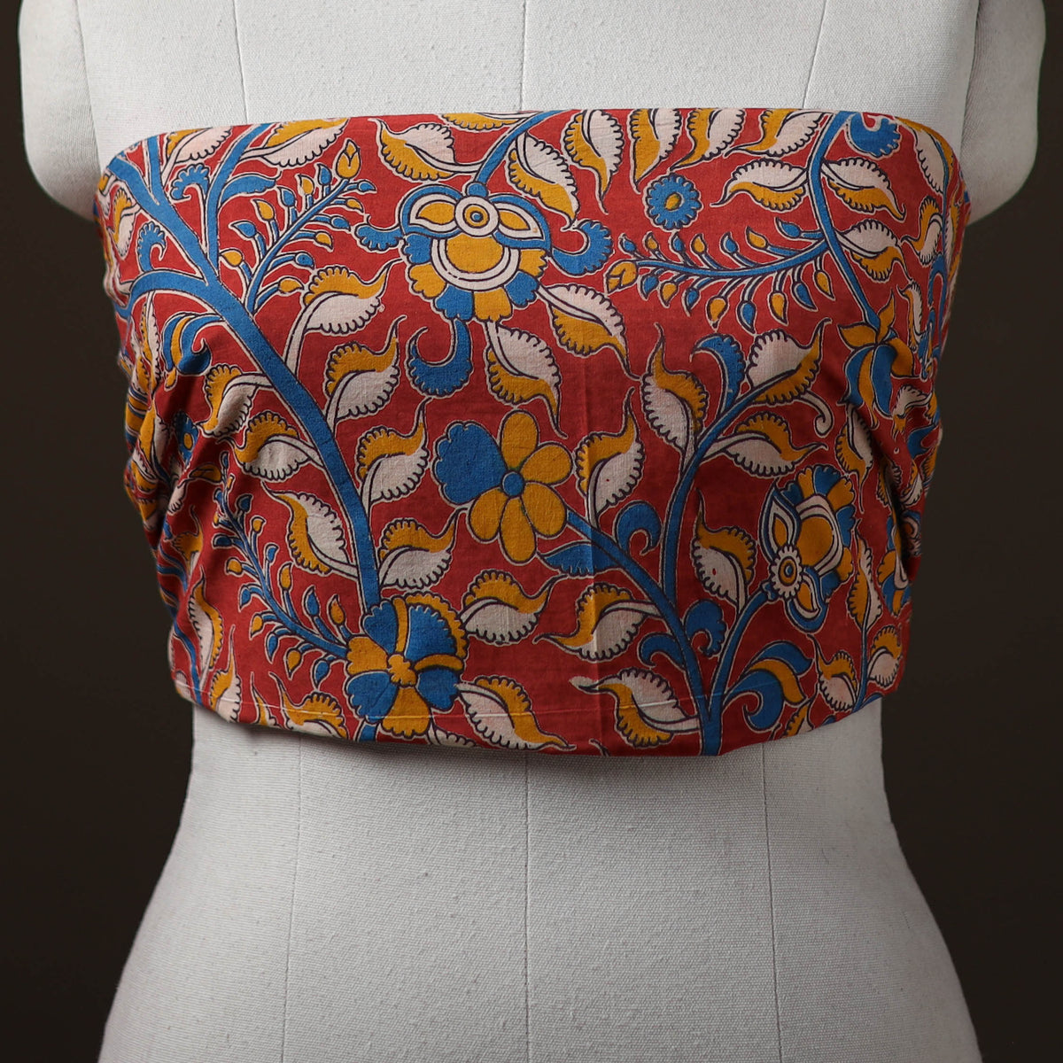 Kalamkari Print Cotton Unstitched Blouse Piece 23
