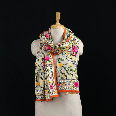 Ranihati Chanderi Silk Hand Embroidered Stole 123