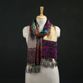 Pure Silk Reversible Patchwork Stole with Tassels 42