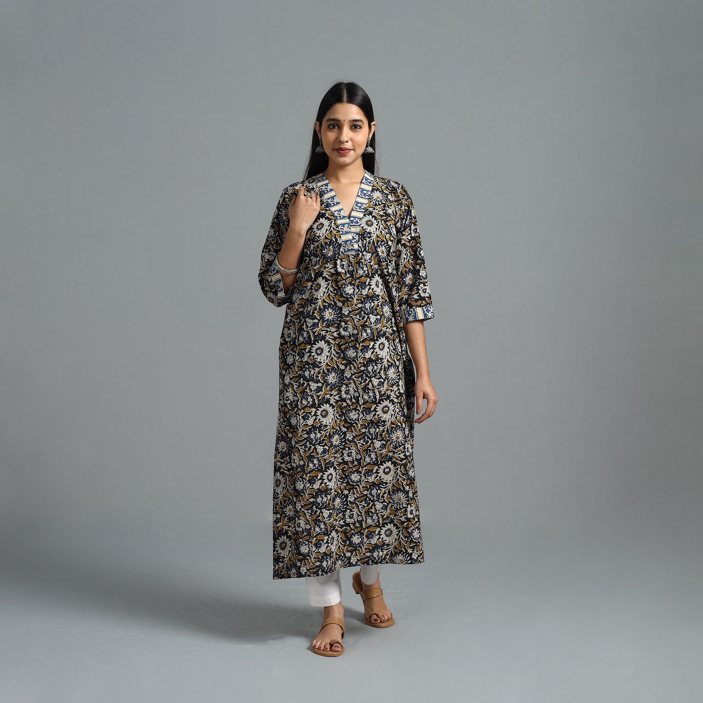 Block Printed Cotton Straight Bagru Kurta 10