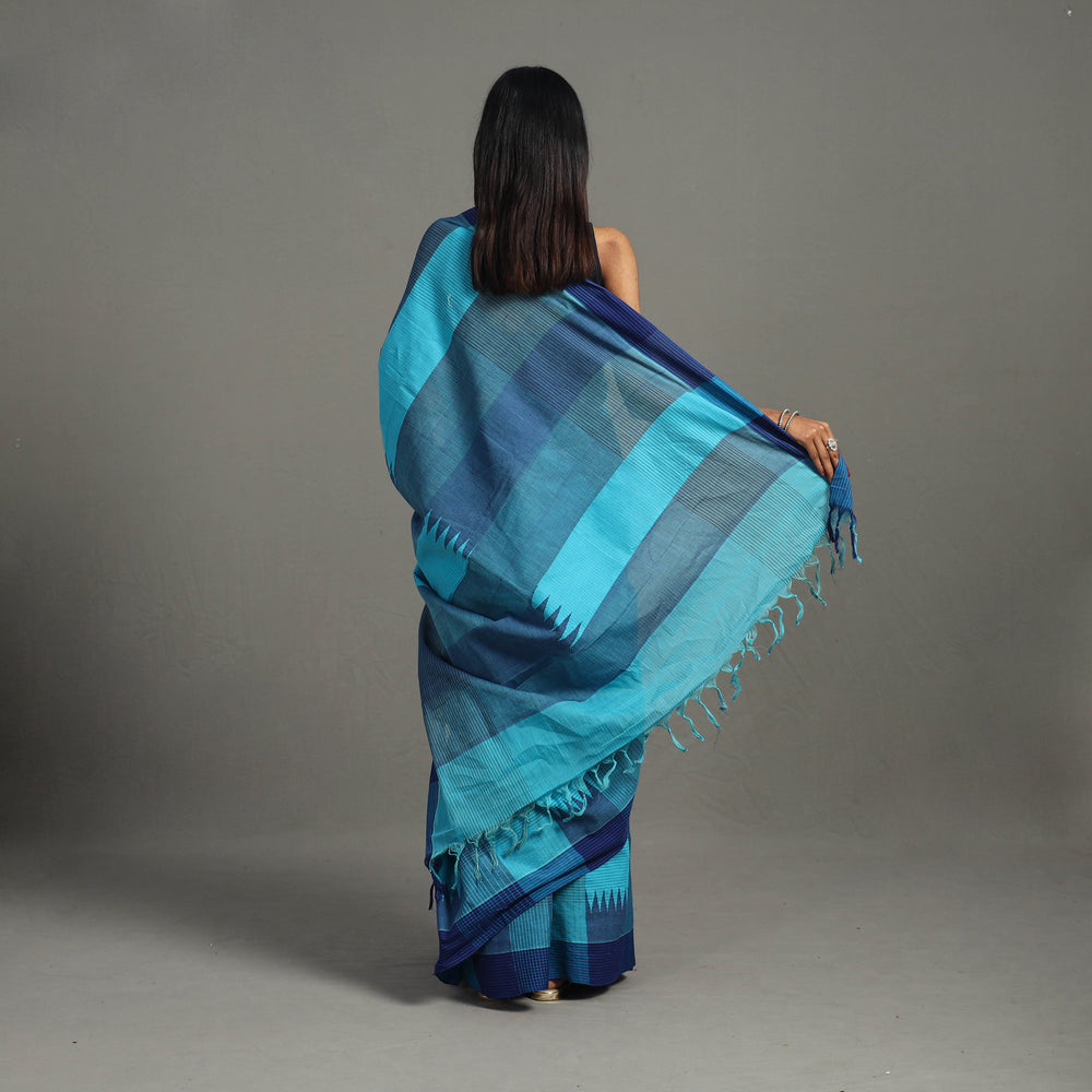 Blue - Narayanpet Stardom 3-Shuttle Cotton Handloom Saree 33