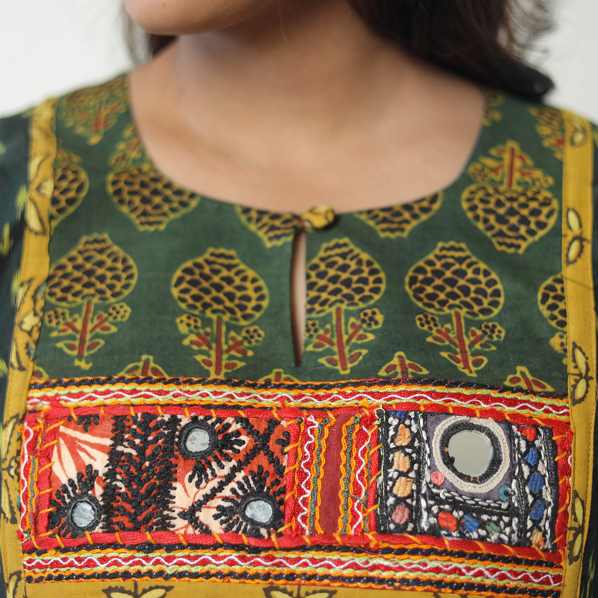 Green - Mercerised Cotton Pochampally Ikat Kurta (Straight) 08