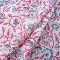 Pink - Sanganeri Block Printed Cotton Fabric 16