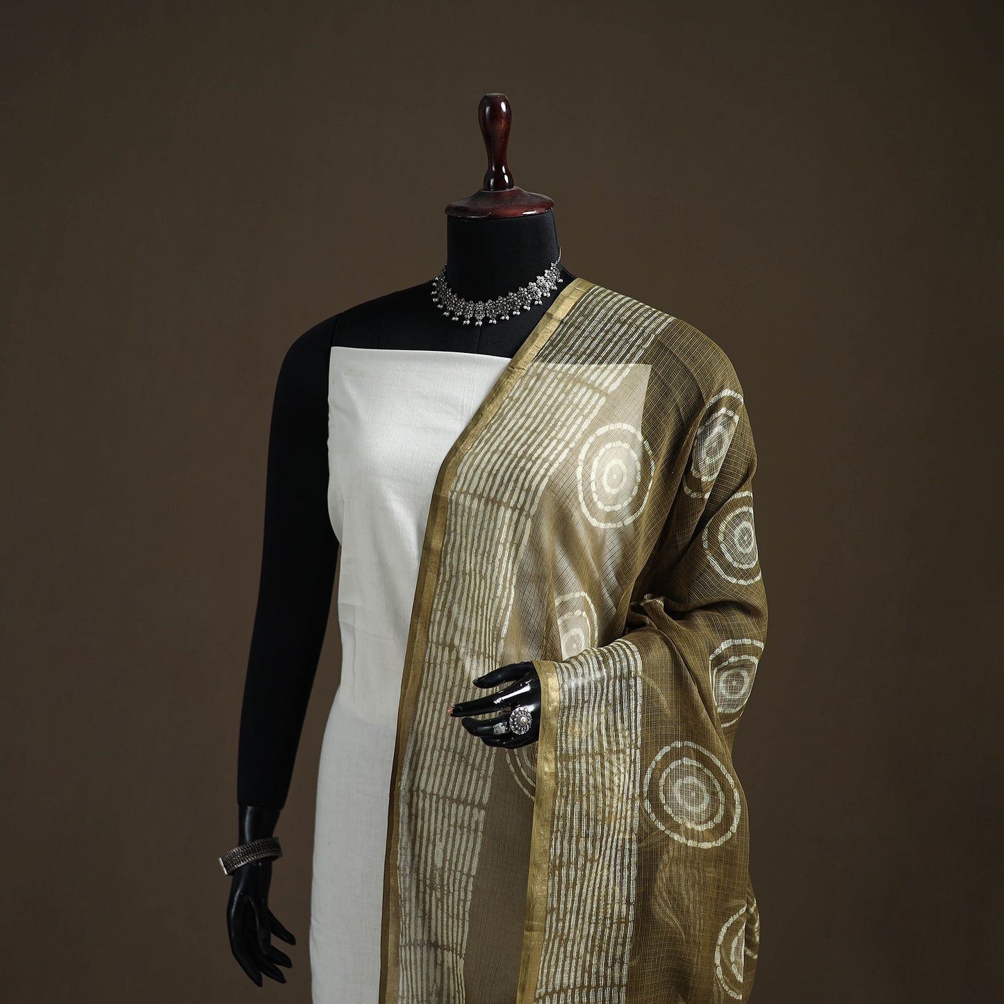 Pipad Hand Block Print Natural Dyed Kota Doria Cotton Dupatta 22