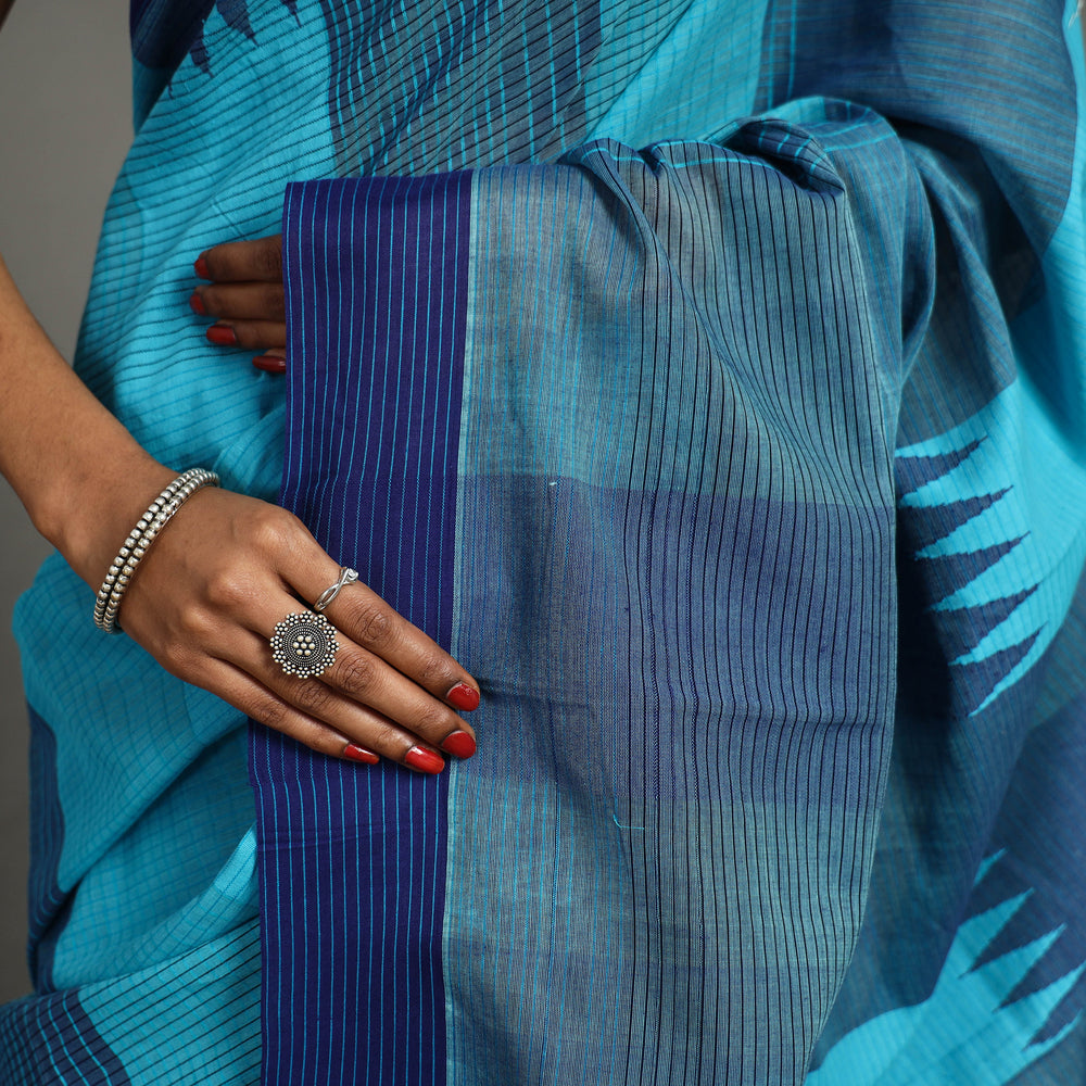 Blue - Narayanpet Stardom 3-Shuttle Cotton Handloom Saree 33