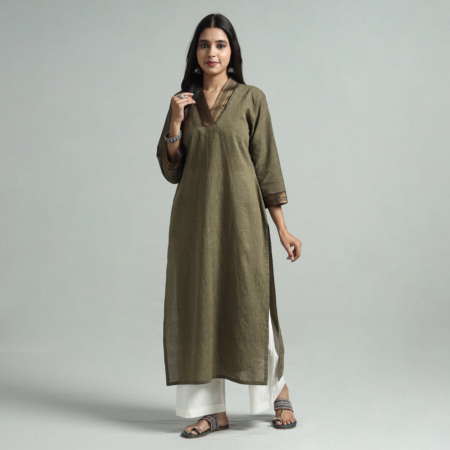 Moss Green - Dharwad Cotton Straight Kurta
