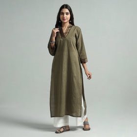 Moss Green - Dharwad Cotton Straight Kurta