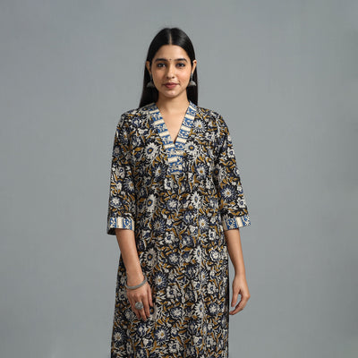 Block Printed Cotton Straight Bagru Kurta 10