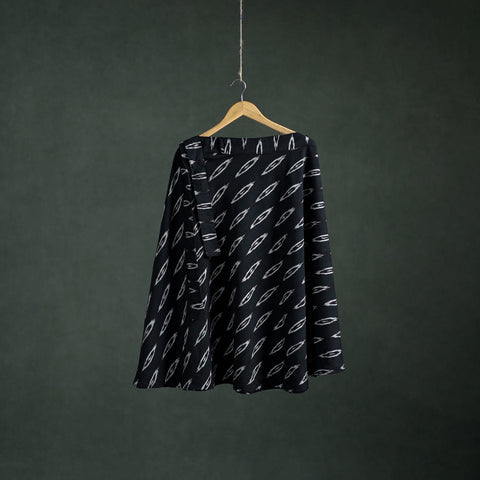 Black - Pochampally Ikat Cotton Wrap Around Skirt 52