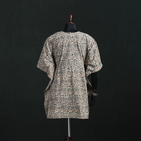 Beige - Kalamkari Hand Block Print Natural Dyed Cotton Kaftan (Medium) 09