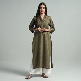 Moss Green - Dharwad Cotton Straight Kurta