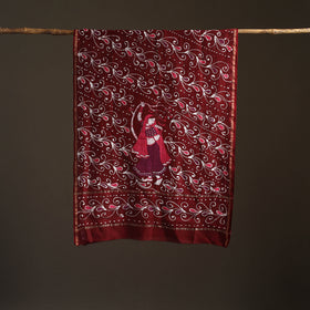 Maroon - hand batik print handloom chanderi silk dupatta 09
