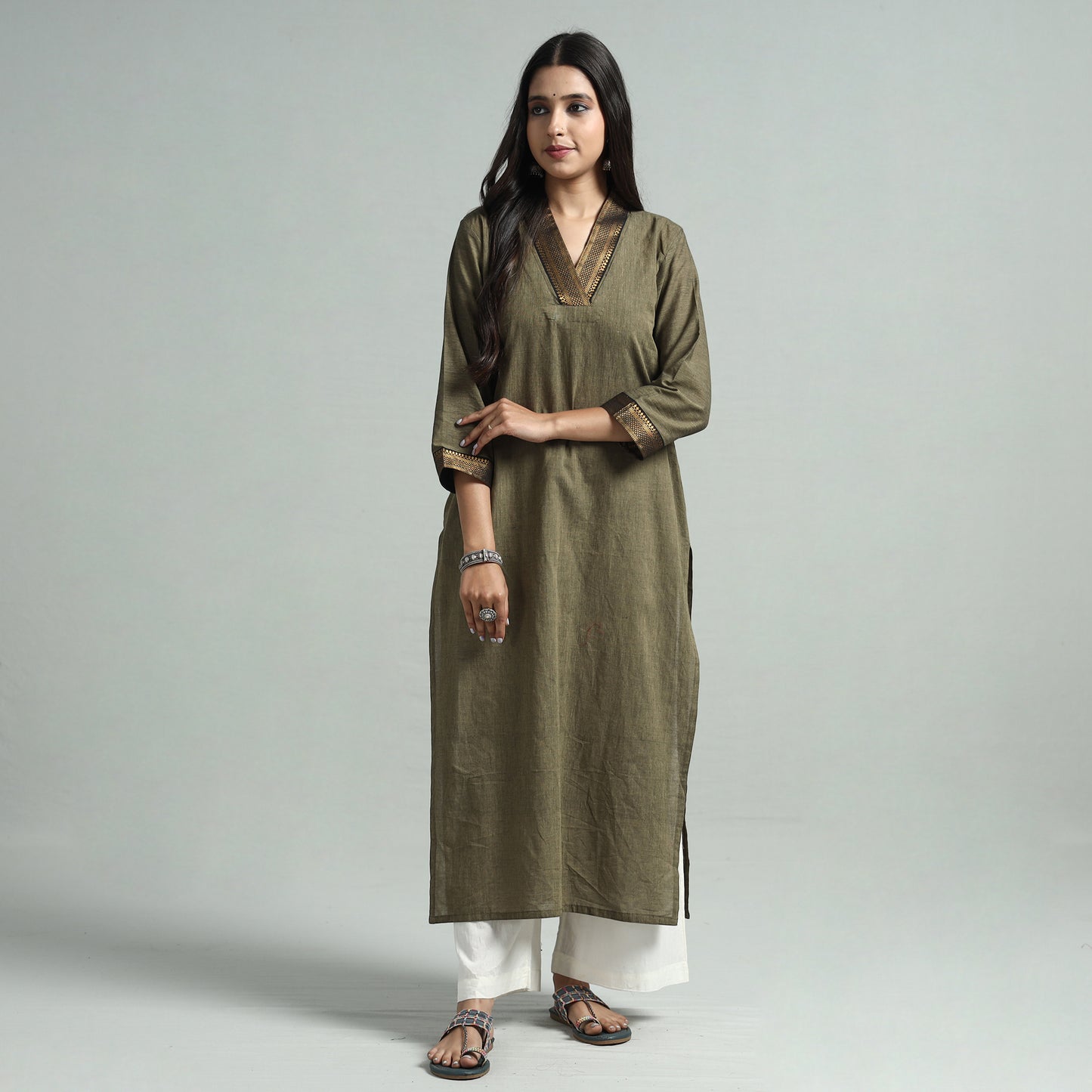 Moss Green - Dharwad Cotton Straight Kurta