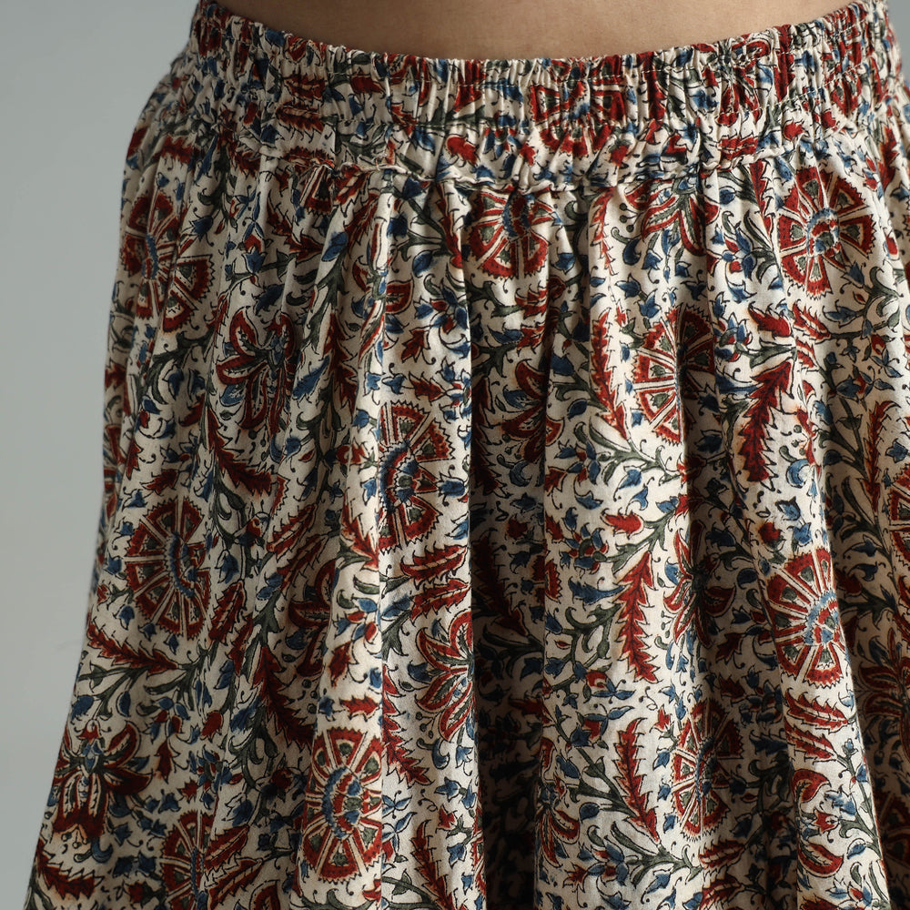 Multicolor - Hand Block Printed Cotton Long Kalamkari Skirt 09