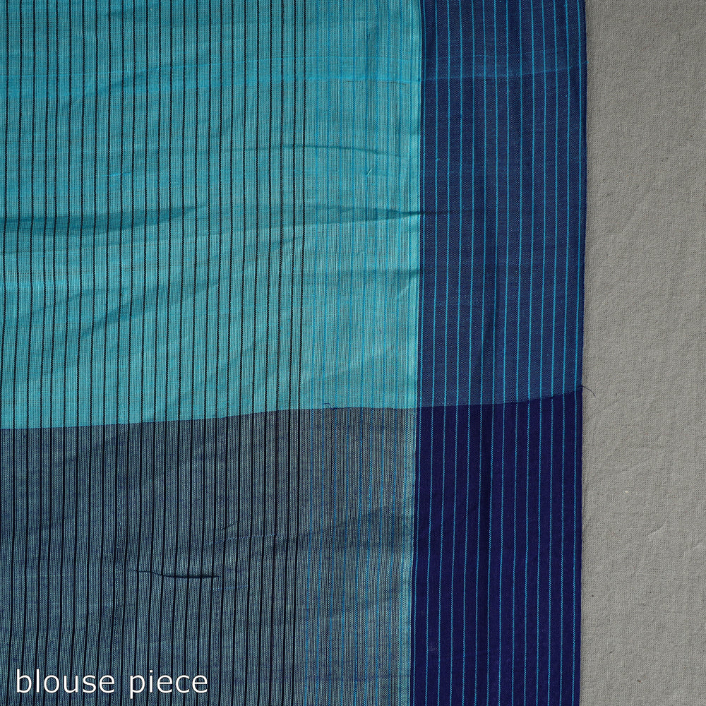 Blue - Narayanpet Stardom 3-Shuttle Cotton Handloom Saree 33