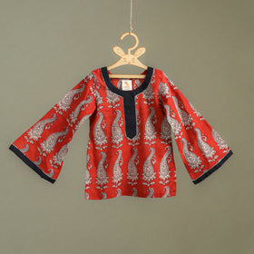 Girls Gota Work Bagh Block Print Cotton Kurta with Sharara Set (3-4 Years) 43