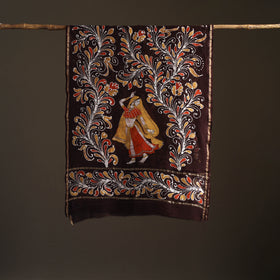 Brown - Hand Batik Print Handloom Chanderi Silk Dupatta 05