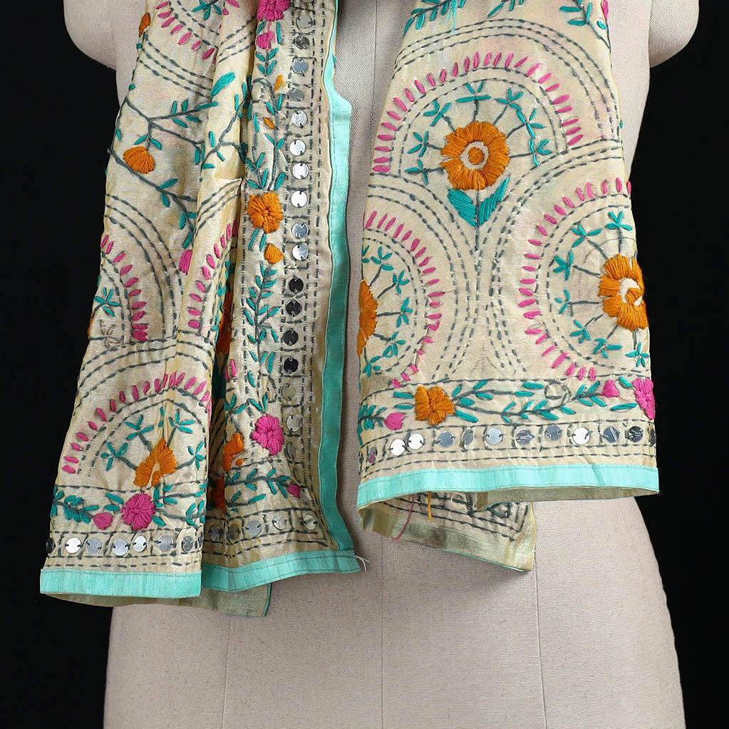 Ranihati Chanderi Silk Hand Embroidered Stole 126