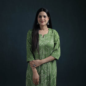 Bandhani Tie-Dye Cotton Suit Set with Dupatta for Women 15