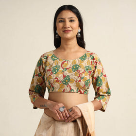 Multicolor - Kalamkari Printed Cotton Stitched Blouse 10