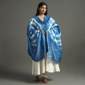 Blue - shibori tie-dye handloom chanderi silk dupatta