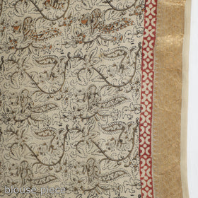 Beige Original Pedana Kalamkari Block Print Chanderi Silk Saree