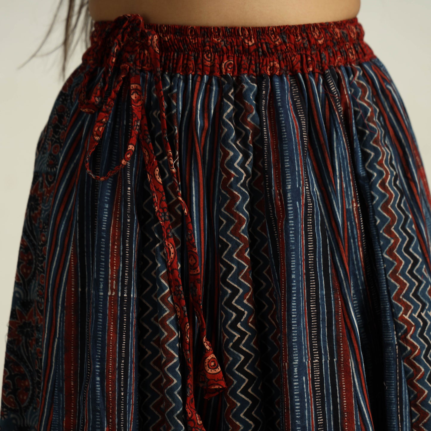 Multicolor - Kutch Block Printed 24 Kali Cotton Long Skirt 29