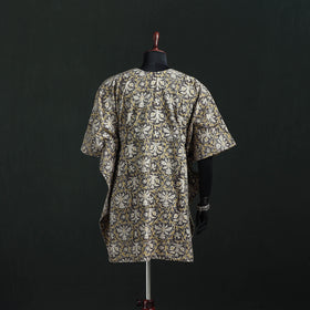 Beige - Kalamkari Hand Block Print Natural Dyed Cotton Kaftan (Medium) 10