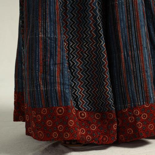 Multicolor - Kutch Block Printed 24 Kali Cotton Long Skirt 29