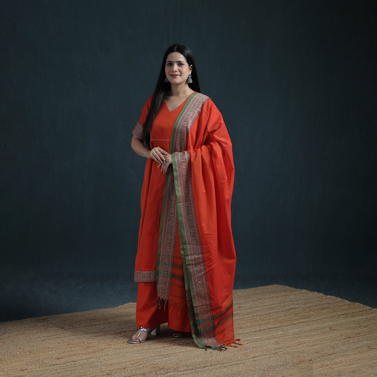 Dharwad Cotton Suit Set with Dupatta for Women 12