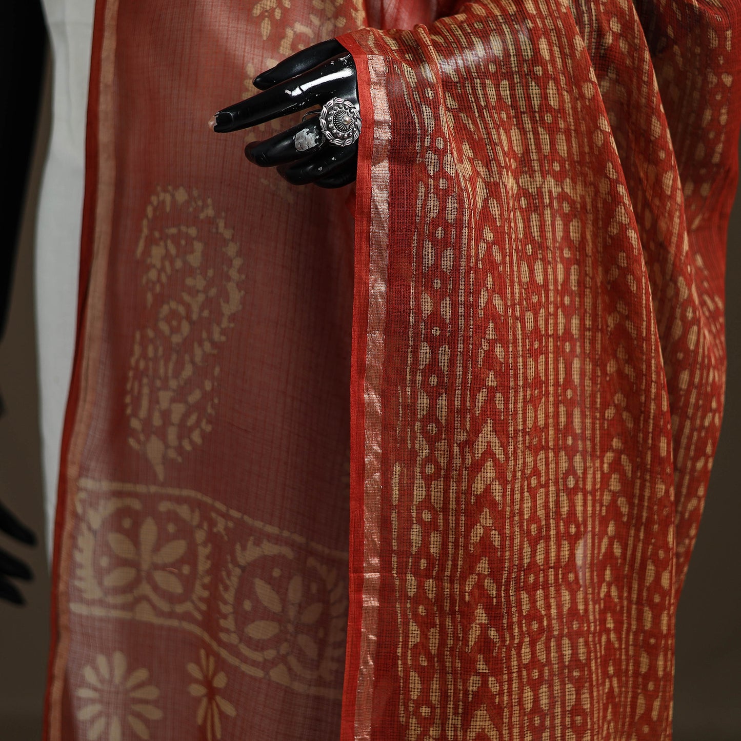 Pipad Hand Block Print Natural Dyed Kota Doria Cotton Dupatta 24