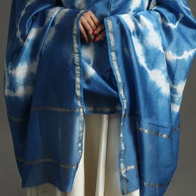 Blue - shibori tie-dye handloom chanderi silk dupatta