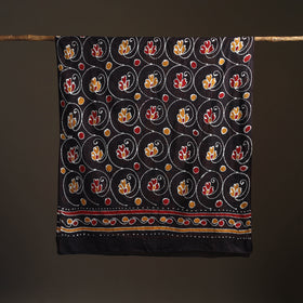 Brown - hand batik print cotton dupatta 39 - handcrafted