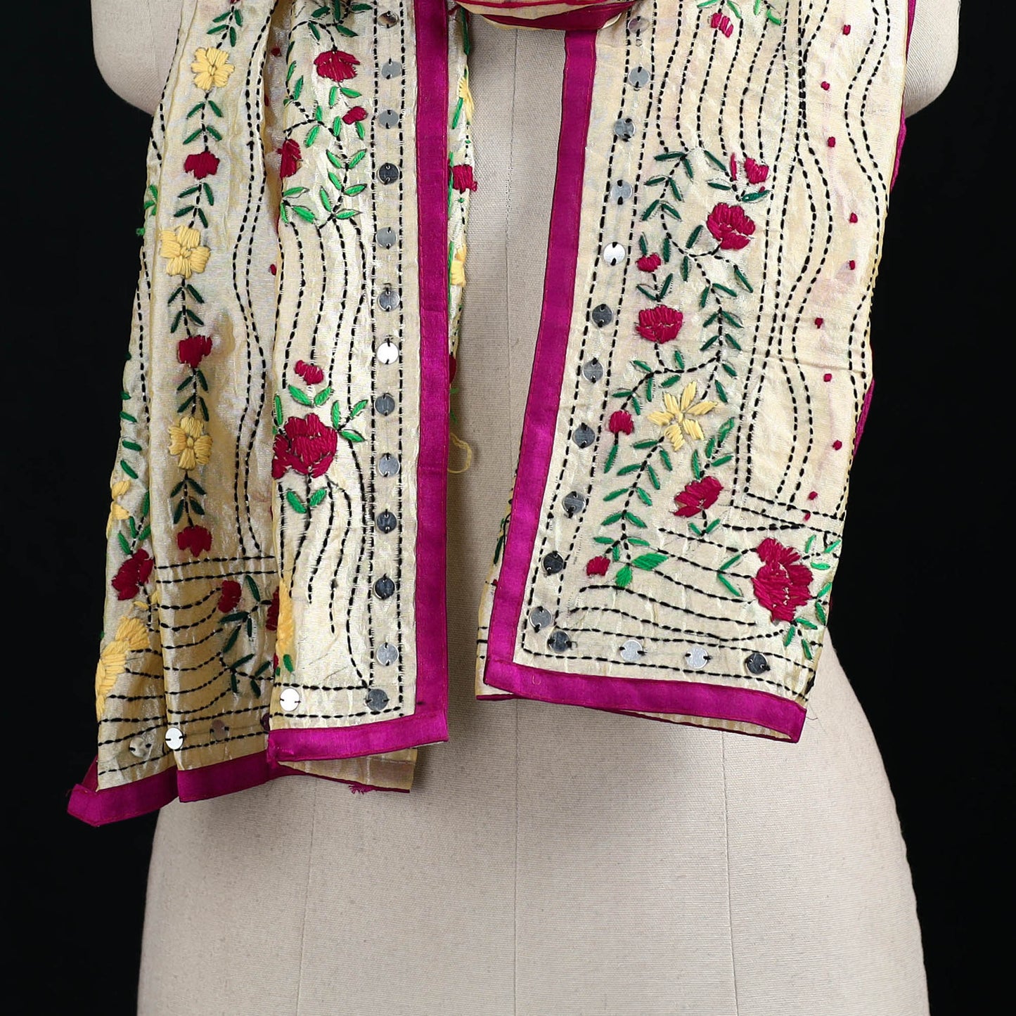 Ranihati Chanderi Silk Hand Embroidered Stole 128