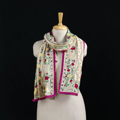 Ranihati Chanderi Silk Hand Embroidered Stole 128