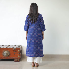 Blue - Mercerised Cotton Pochampally Ikat Kurta (Straight) 15