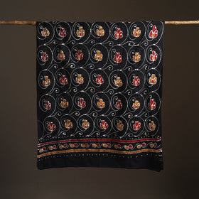 Brown - hand batik print cotton dupatta 43 - handcrafted