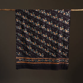 Black - hand batik print cotton dupatta 38 - handcrafted