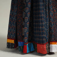 Multicolor - Kutch Block Printed 24 Kali Cotton Long Skirt 39