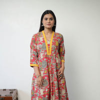 Printed Cotton Flared Kalamkari Kurta with Patchwork 02