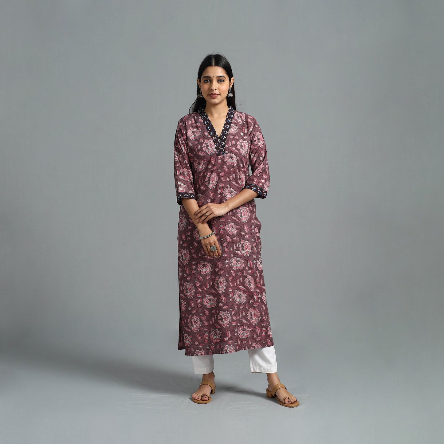 Block Printed Cotton Straight Bagru Kurta 07