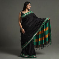 Black - Ilkal Khun Silk Cotton Saree with Resham Border 18