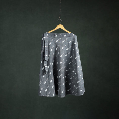 Grey - Pochampally Ikat Cotton Wrap Around Skirt 55