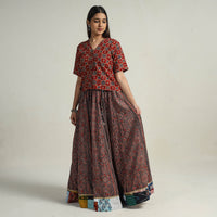 block printed long skirt