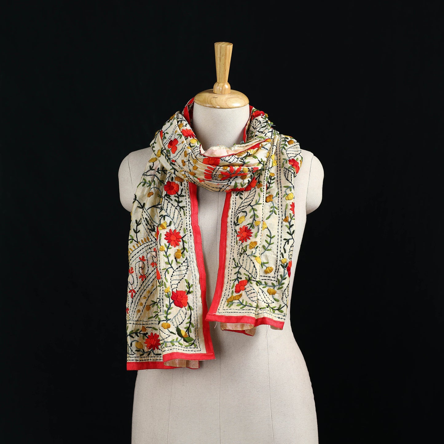 Ranihati Chanderi Silk Hand Embroidered Stole 131
