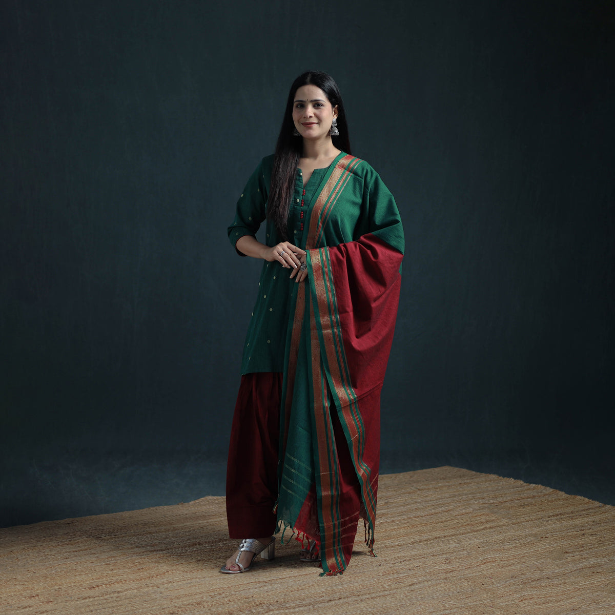 Dharwad Cotton Suit Set with Dupatta for Women 06