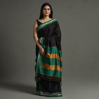 Black - Ilkal Khun Silk Cotton Saree with Resham Border 18